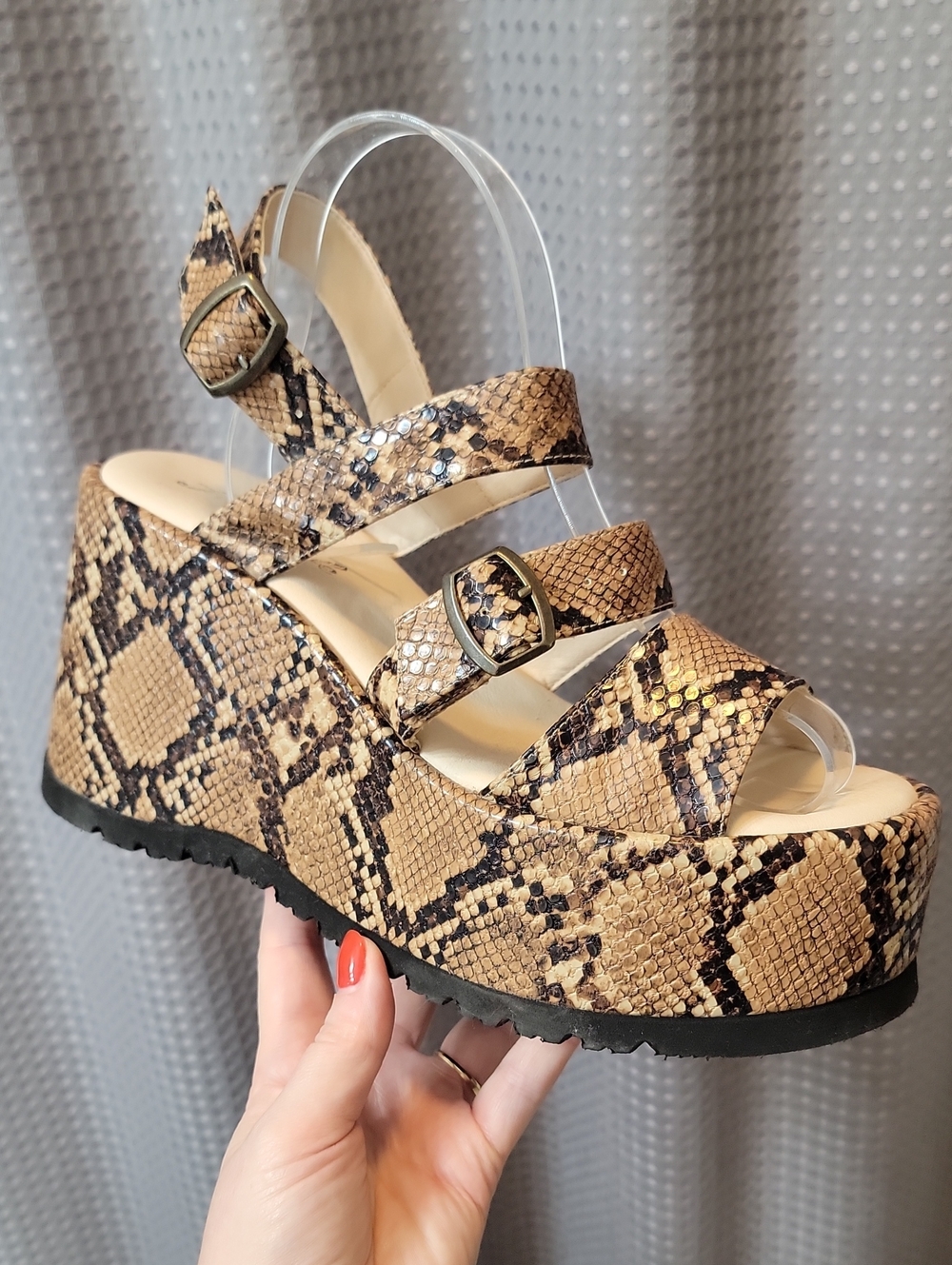 Free People 4" Platform Snakeskin Sandals Size 40